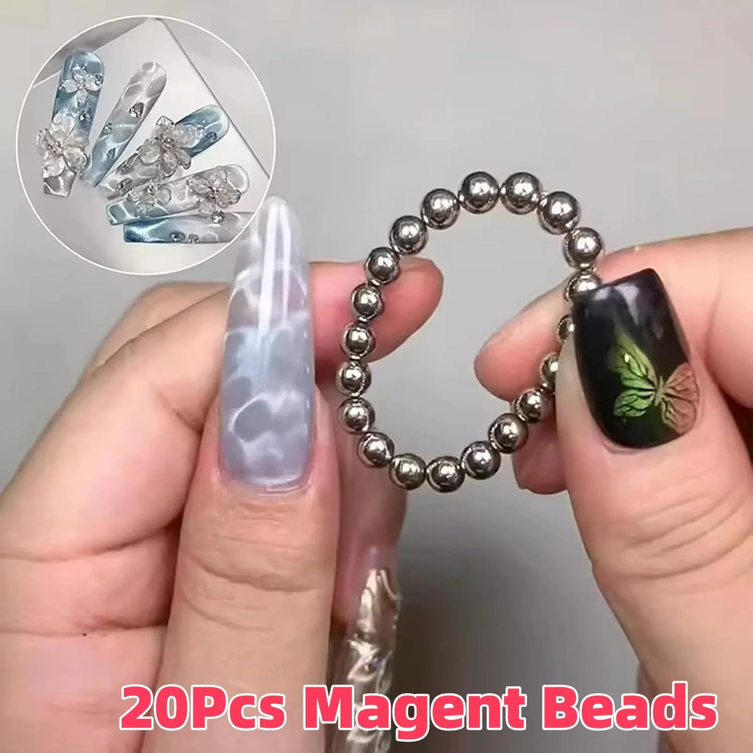 Cucumber Cooling Gel - 20Pcs Round Nail Magnet Beads 5mm