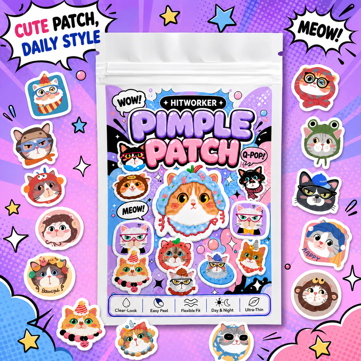 48/240pcs Cute Cat Hydrocolloi - Skincare You ulasan dan harga
