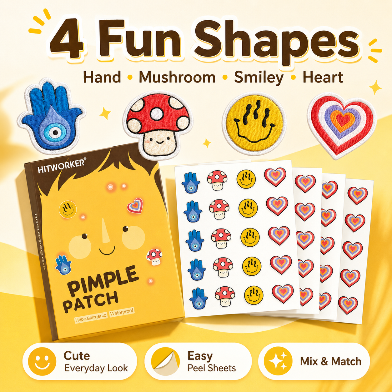 100Pcs Cute 4 Shapes Acne Pimp - Skincare You ulasan dan harga