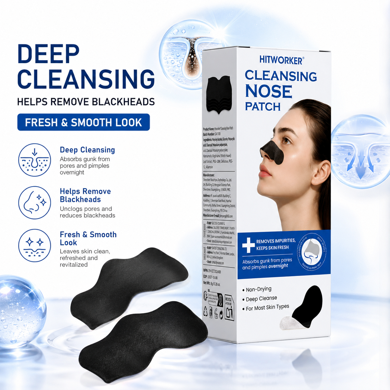 HITWORKER Blackhead Remover No - Charcoal Pore Strip ulasan dan harga